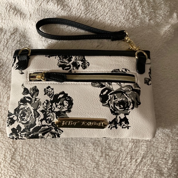 SOLD - Betsey Johnson White & Black Floral Crossbody Bag - Picture 3 of 5